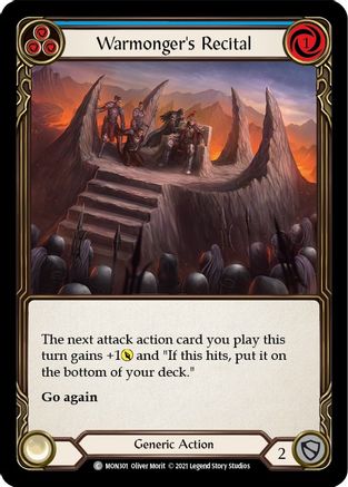Warmonger's Recital (Blue) [MON301-RF] (Monarch)  1st Edition Rainbow Foil-1