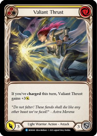 Valiant Thrust (Yellow) [MON040] (Monarch)  1st Edition Normal-1
