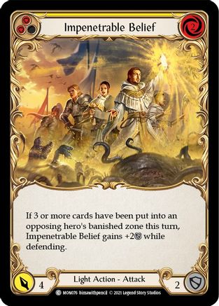 Impenetrable Belief (Yellow) [MON076-RF] (Monarch)  1st Edition Rainbow Foil-1
