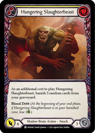 Hungering Slaughterbeast (Yellow) [MON148-RF] (Monarch)  1st Edition Rainbow Foil-1