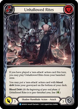 Unhallowed Rites (Yellow) [MON160-RF] (Monarch)  1st Edition Rainbow Foil-1