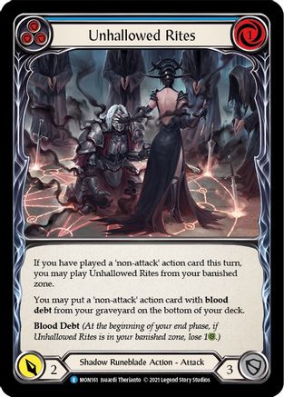 Unhallowed Rites (Blue) [U-MON161-RF] (Monarch Unlimited)  Unlimited Rainbow Foil-1