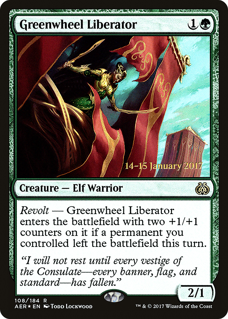 Greenwheel Liberator [Aether Revolt Prerelease Promos]-1