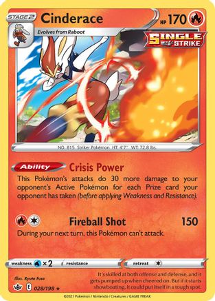 Cinderace (028/198) (Theme Deck Exclusive) [Sword & Shield: Chilling Reign]-1