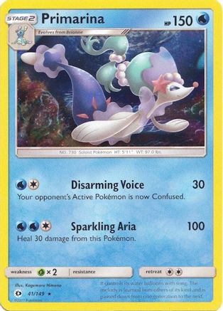 Primarina (41/149) (Water Web Holo) [Sun & Moon: Base Set]-1