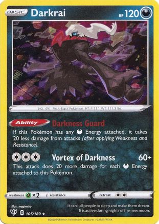 Darkrai (105/189) (Cosmos Holo) [Sword & Shield: Darkness Ablaze]-1