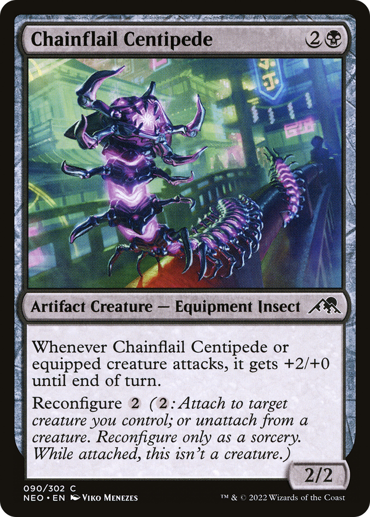 Chainflail Centipede (NEO-090) - Kamigawa: Neon Dynasty Foil-1