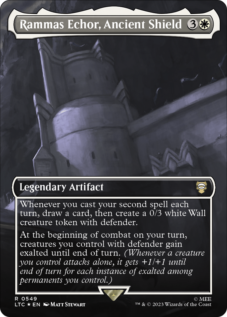 Rammas Echor, Ancient Shield (Borderless) (Surge Foil) [The Lord of the Rings: Tales of Middle-Earth Commander]-1