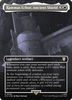 Rammas Echor, Ancient Shield (Borderless) (Surge Foil) [The Lord of the Rings: Tales of Middle-Earth Commander]-1