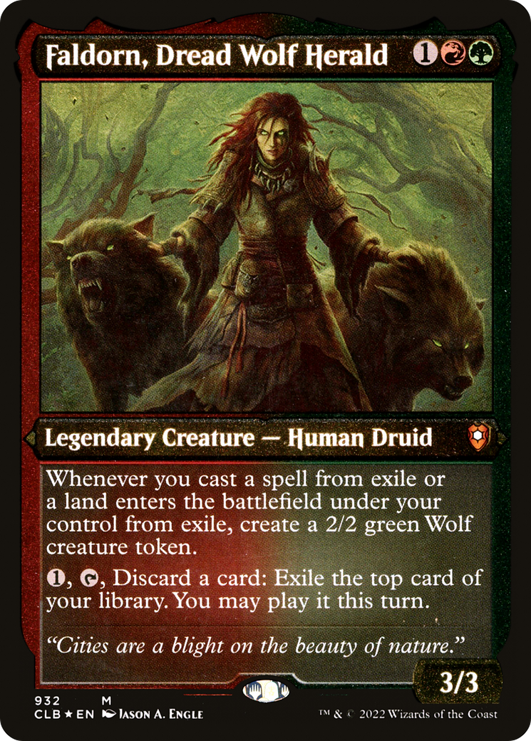 Faldorn, Dread Wolf Herald (CLB-932) - Commander Legends: Battle for Baldur's Gate Etched Foil-1