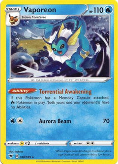 Vaporeon (030/185) (Cosmos Holo) [Sword & Shield: Vivid Voltage]-1