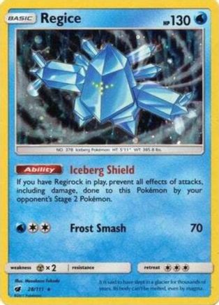 Regice (28/111) (Cosmos Holo) [Sun & Moon: Crimson Invasion]-1