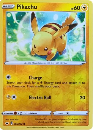 Pikachu (065/202) (Reverse Cosmos Holo) [Sword & Shield: Base Set]-1