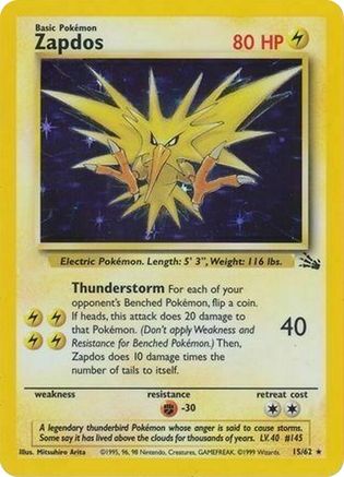 Zapdos (15/62) (Cosmos Holo) [Fossil 1st Edition]-1