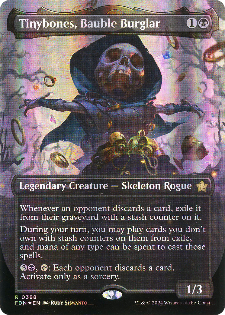 Tinybones, Bauble Burglar (Borderless) (Mana Foil) [Foundations]-1