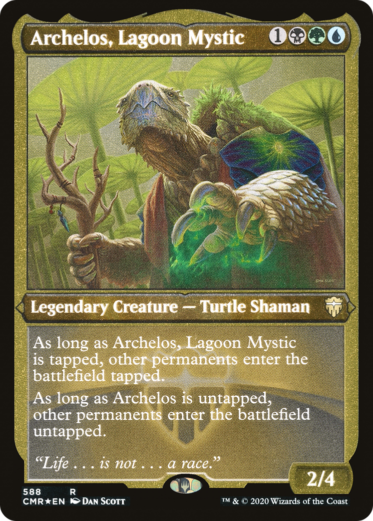Archelos, Lagoon Mystic (Etched) [Commander Legends]-1