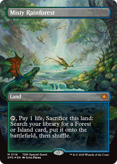 Misty Rainforest (Borderless) (Dragonscale Foil) [Tarkir: Dragonstorm Special Guests]-1