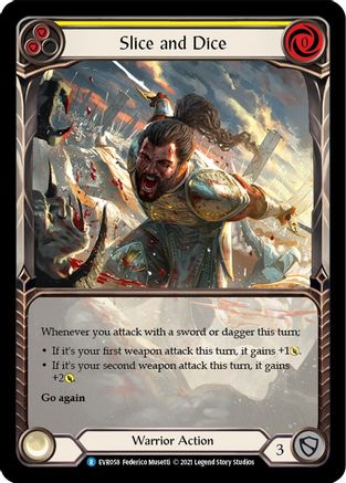 Slice and Dice (Yellow) [EVR058] (Everfest)  1st Edition Extended Art Rainbow Foil-3