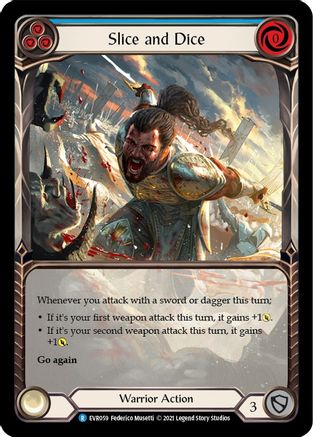 Slice and Dice (Blue) [EVR059] (Everfest)  1st Edition Extended Art Rainbow Foil-3