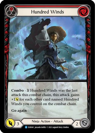 Hundred Winds (Red) [EVR041] (Everfest)  1st Edition Extended Art Rainbow Foil-3
