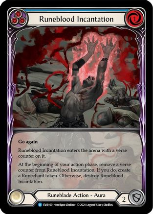 Runeblood Incantation (Blue) [EVR109] (Everfest)  1st Edition Extended Art Rainbow Foil-3