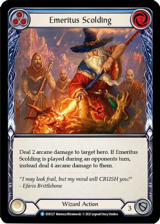 Emeritus Scolding (Blue) [EVR127] (Everfest)  1st Edition Rainbow Foil-3