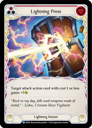 Lightning Press (Red) [LXI018] (Tales of Aria Lexi Blitz Deck)  1st Edition Normal-1