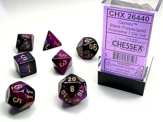 Chx Mini Dice 20640: Gemini Black Purple/ Gold 7-Die Set-1
