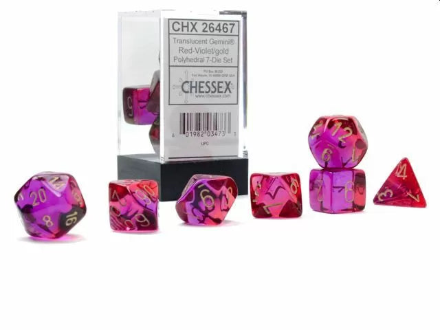 CHX 26467 Gemini Translucent Red-Violet/gold Luminary 7-Die Set-1