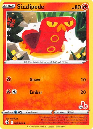 Sizzlipede (046/264) (Cinderace Stamp #14) [Battle Academy 2022]-1