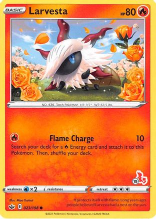Larvesta (23/198) (Cinderace Stamp #19) [Battle Academy 2022]-1