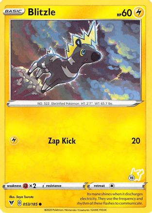 Blitzle (053/185) (Pikachu Stamp #15) [Battle Academy 2022]-1