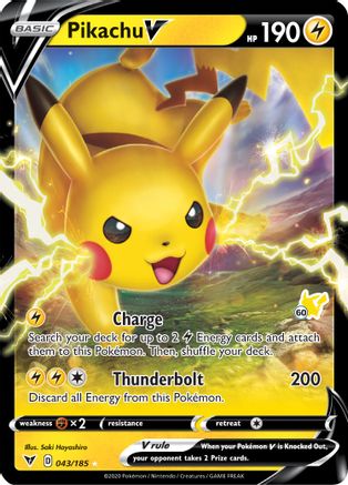 Pikachu V (043/185) (Pikachu Stamp #60) [Battle Academy 2022]