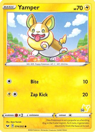Yamper (074/202) (Pikachu Stamp #58) [Battle Academy 2022]-1