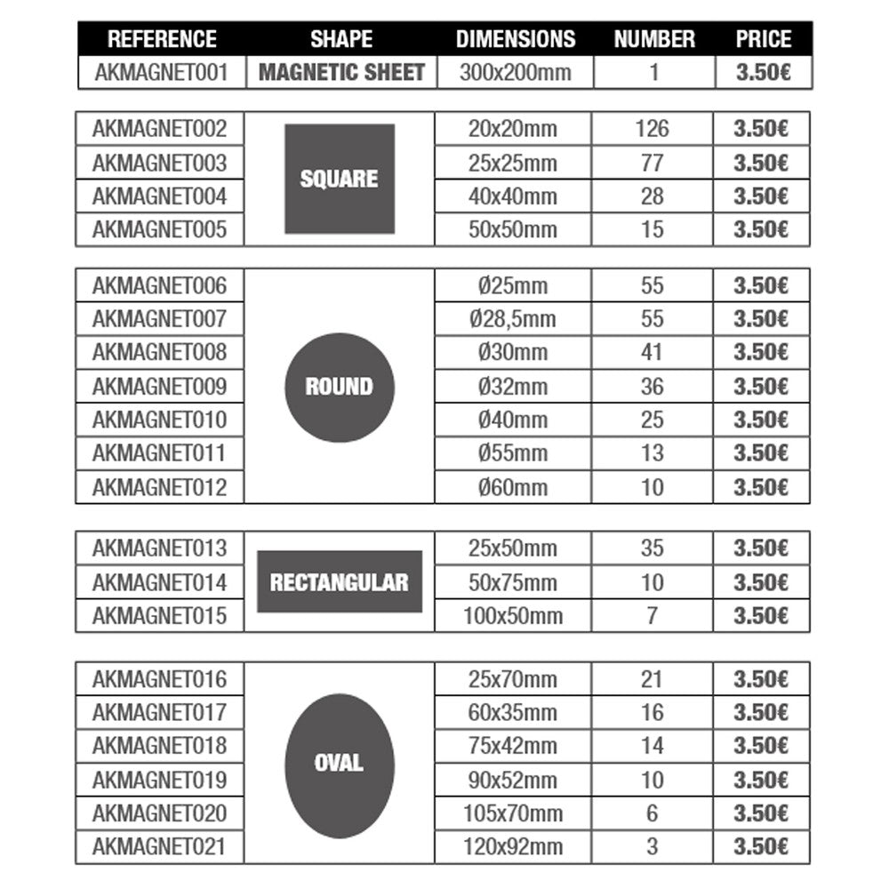 AK Interactive - Magnets - Oval 105 X 70 - 6 units