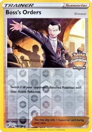 Boss's Orders (154/192) (Giovanni) (Regional Championship Promo) [Sword & Shield: Rebel Clash]-1