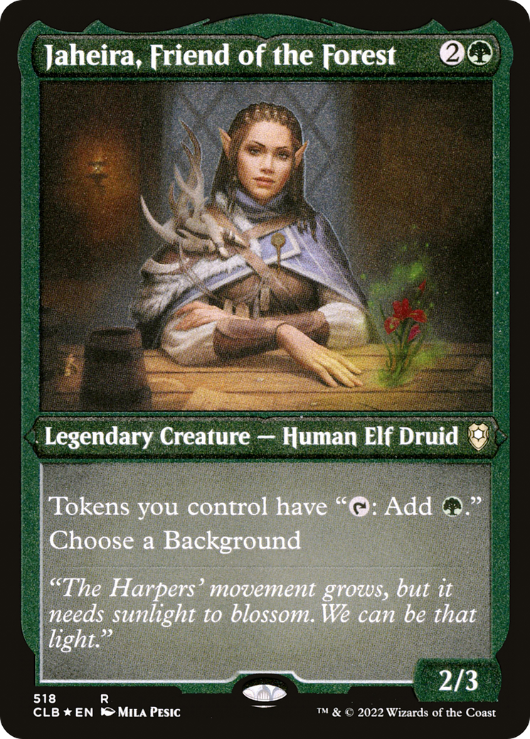 Jaheira, Friend of the Forest (CLB-518) - Commander Legends: Battle for Baldur's Gate Etched Foil-1