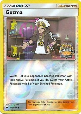 Guzma (115/147) (League Promo) (Staff) [Sun & Moon: Burning Shadows]-1