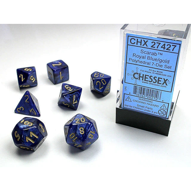 CHX 27427 Scarab Polyhedral Royal Blue/gold 7-Die Set-1
