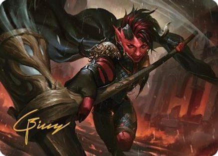 Karlach, Fury of Avernus Art Card (34/81) (Gold-Stamped Signature) (ASCLB-034) - Art Series: Commander Legends: Battle for Baldur's Gate-1