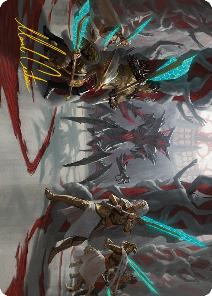 Goldwardens' Gambit Art Card (Gold-Stamped Signature) [Phyrexia: All Will Be One Art Series]-1