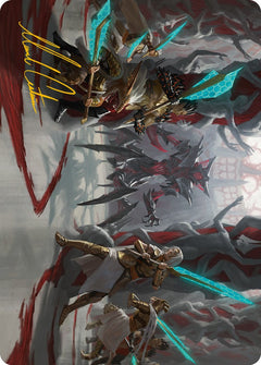 Goldwardens' Gambit Art Card (Gold-Stamped Signature) [Phyrexia: All Will Be One Art Series]-1