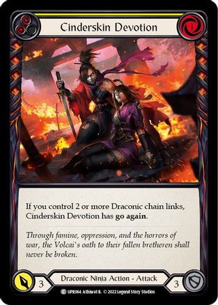 Cinderskin Devotion (Yellow) [UPR064] (Uprising)  Rainbow Foil-1