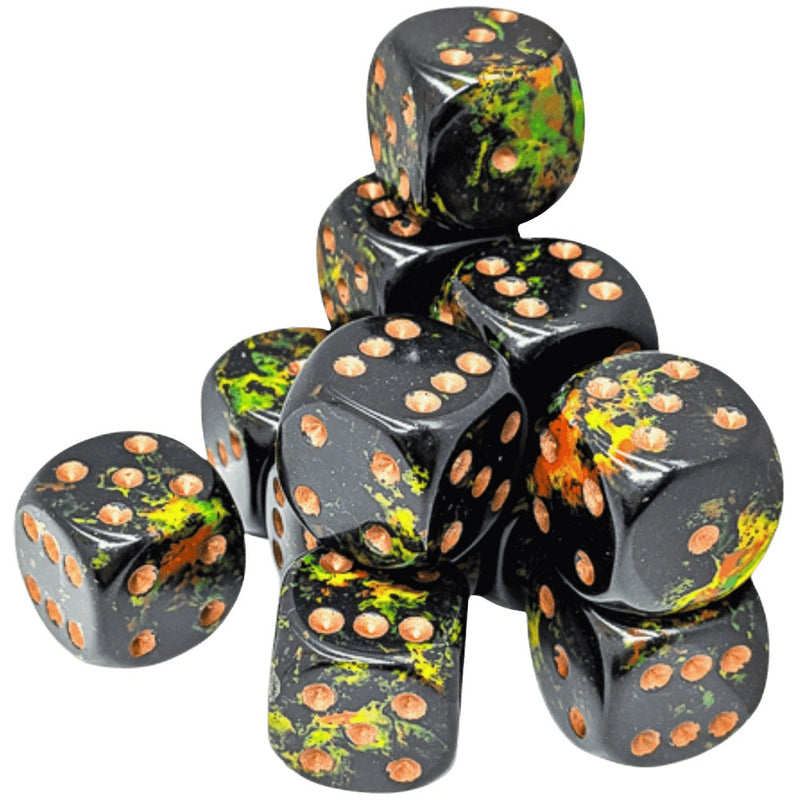 CHX 24605 Brush Deep Forest/gold 16mm d6 Dice Block (12 dice)