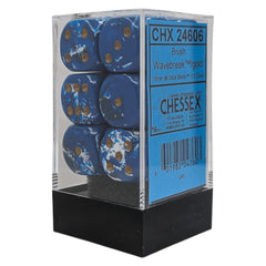 CHX 24606 Brush Wavebreak/gold 16mm d6 Dice Block (12 dice)
