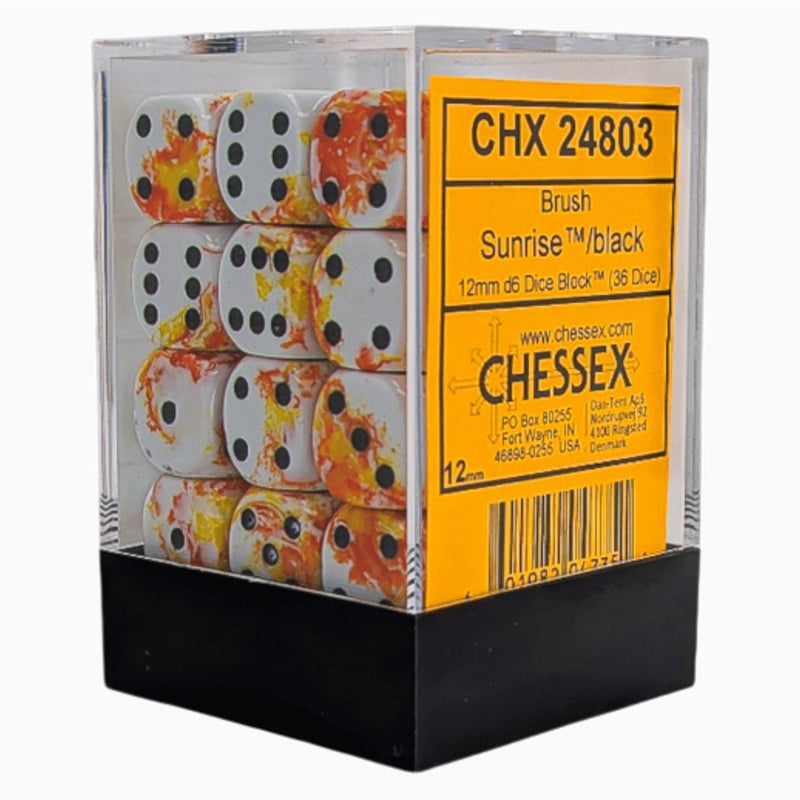 CHX 24803 Brush Sunrise/black 12mm d6 Dice Block (36 dice)