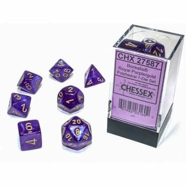 CHX27587 Borealis Polyhedral Royal Purple/gold Luminary 7-Die Set