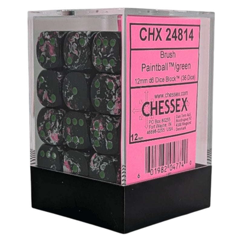 CHX 24814 Brush Paintball/green 12mm d6 Dice Block (36 dice)