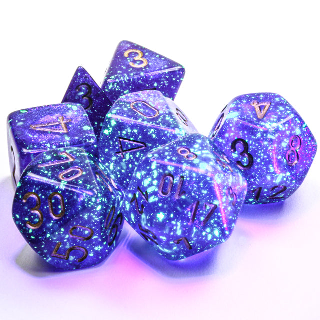 CHX 27587 Borealis Polyhedral Royal Purple/Gold Luminary 7-Die Set