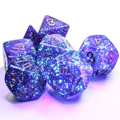 CHX 27587 Borealis Polyhedral Royal Purple/Gold Luminary 7-Die Set